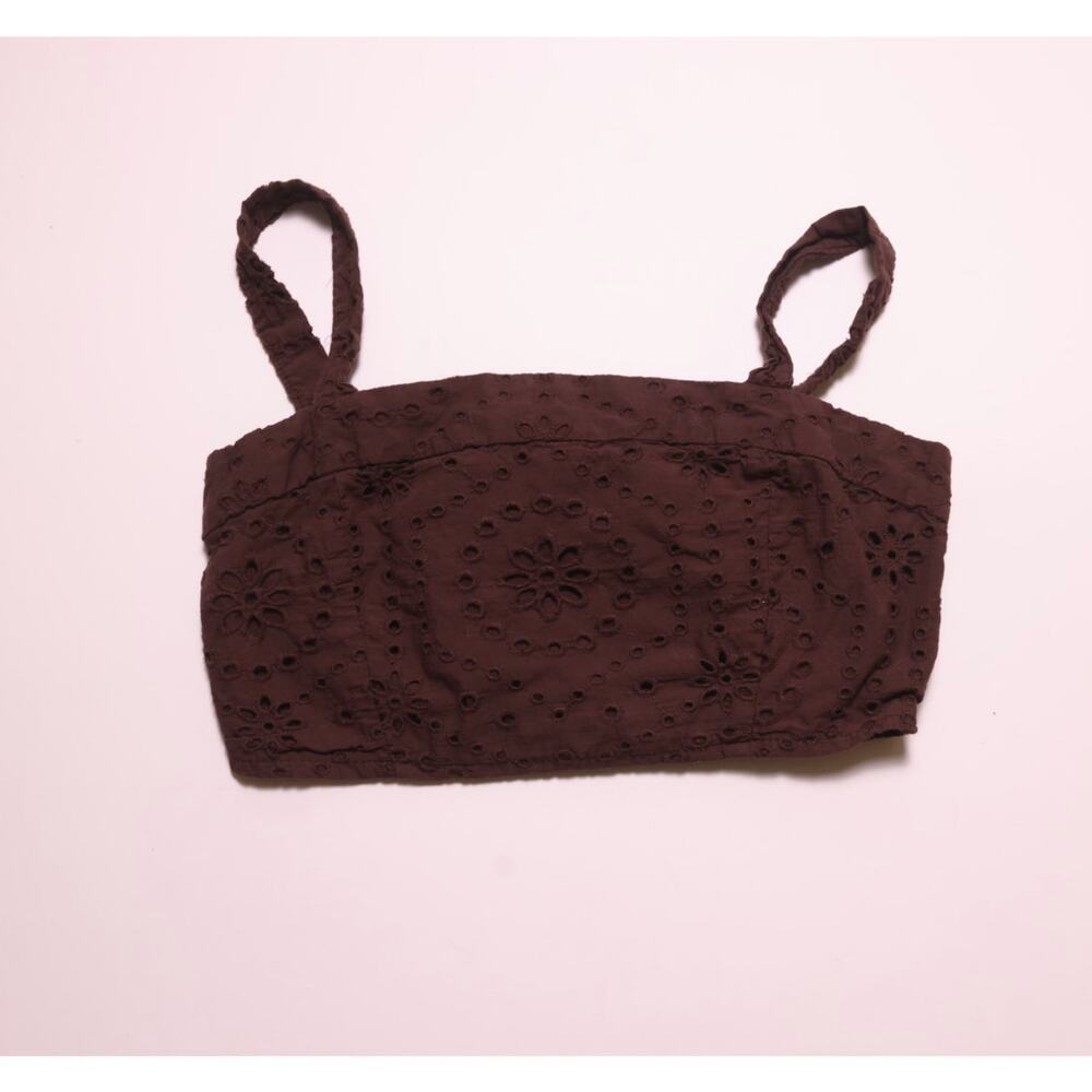y2k style brown eyelet crop top forever 21 90s style S